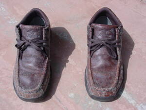 カビが生えた靴を風に当て、日光消毒をする。