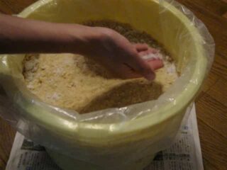 塩を上からふりまいてカビ防止：手作り味噌をつくる